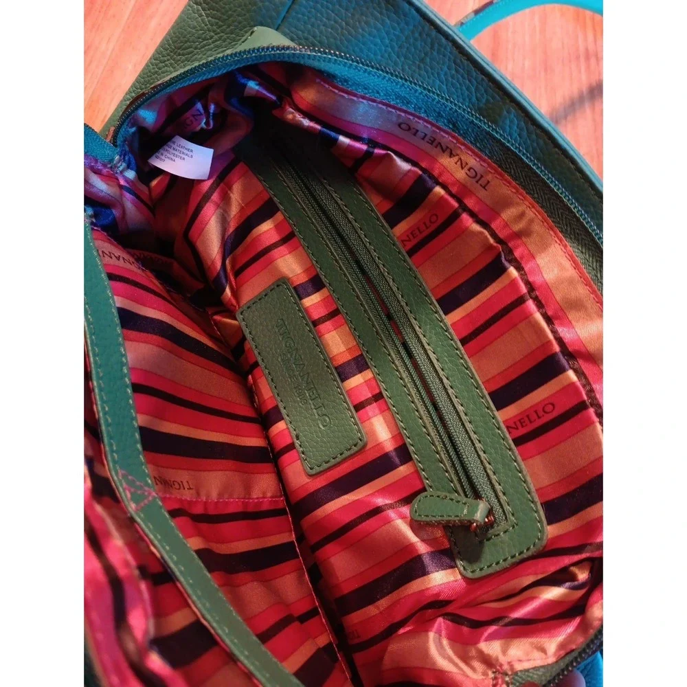Tignanello Green Hobo Shoulder Bag ~‎ Pebbled Leather Tote/Satchel Handbag